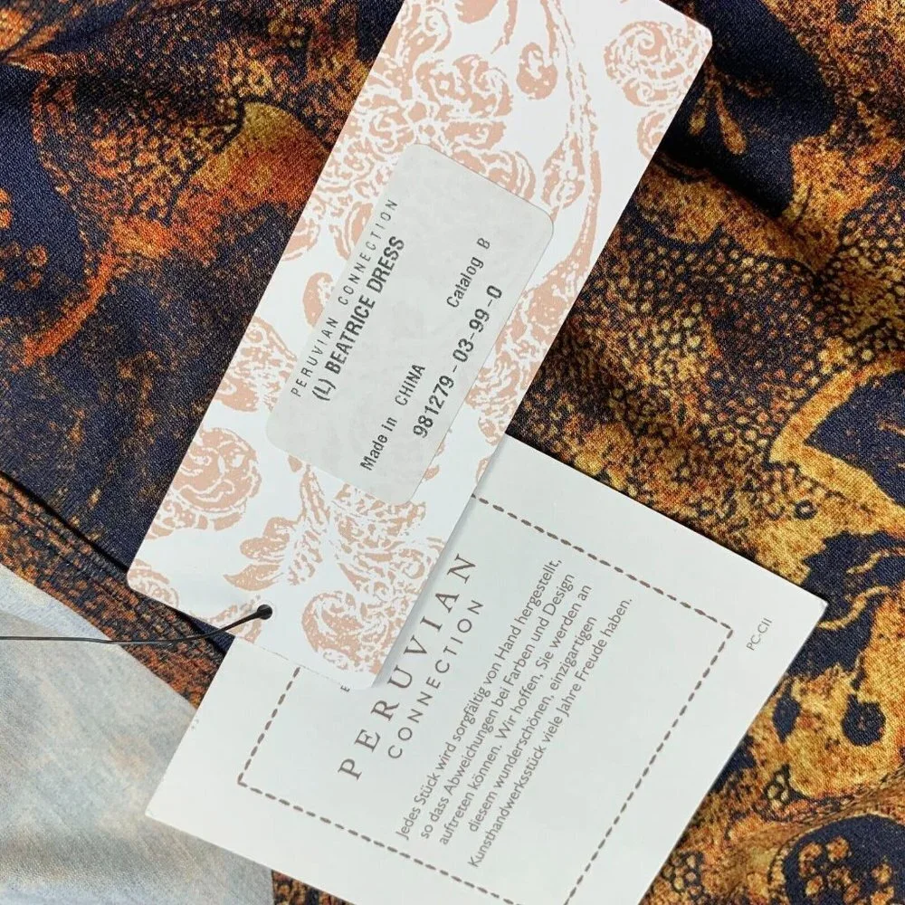 Peruvian Connection Womens Beatrice Dress Multicolor Size L Floral Knit - Picture 4 of 5